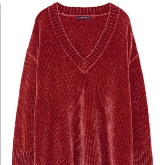 ZARA KNIT Chenille V-Neck Sweater - Picture 3 of 5